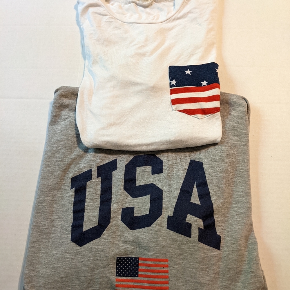 Set Of 2 USA Ladies Long Sleeve Shirt And Tee Shirt